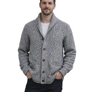 Faherty Mans Sz L Shawl Cardigan GrayCashmere Blend Heritage Preppy Old Money